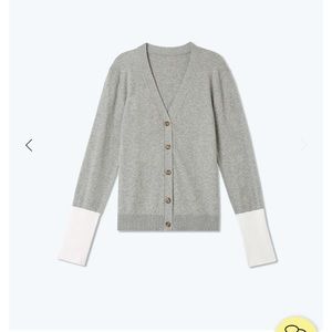 Summersalt - lightweight perfect cardigan, gray and white SMALL NWT